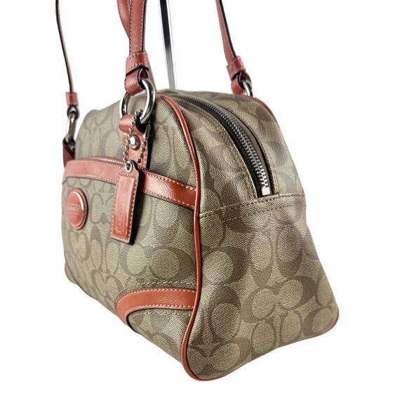COACH-F18918-PEYTON-SATCHEL KHAKI/ORANGE‎ - Picture 4 of 8